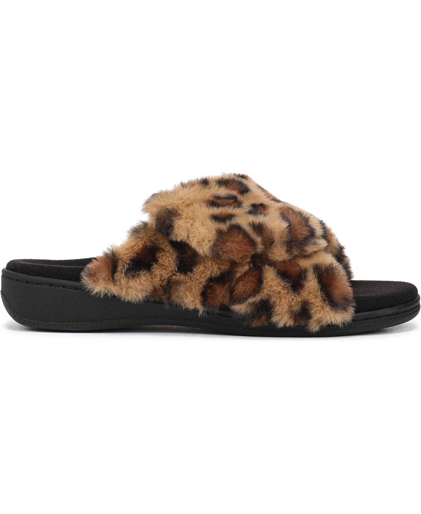 Женские тапочки Vionic Relax II Open Toe Slippers, цвет: Коричневый разноцветный леопардовый искусственный мех — фото 3