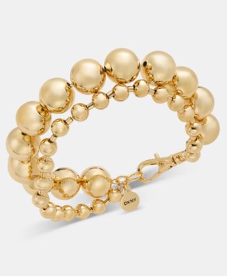 Gold-Tone Two-Row Dynamic Ball Chain Flex Bracelet