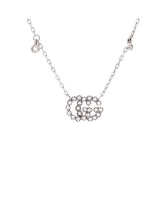 Pre-Owned Gucci Gg Running Station Necklace - 18k white gold