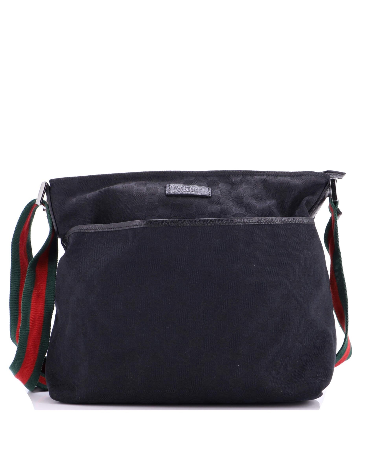 Pre-Owned Gucci Medium Front Pocket Web Messenger Gg Canvas