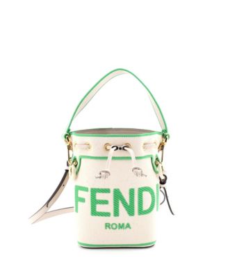 Mini Logo Mon Tresor Bucket Bag Embroidered Canvas