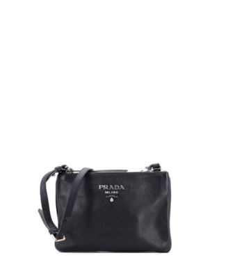 Small Double Zip Crossbody Bag Vitello Daino