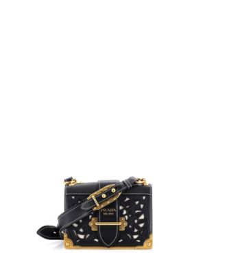 Small Cahier Crossbody Bag Studded Laser Cut Leather