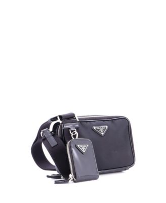 Small Brique Camera Crossbody Bag Tessuto and Spazzolato Leather