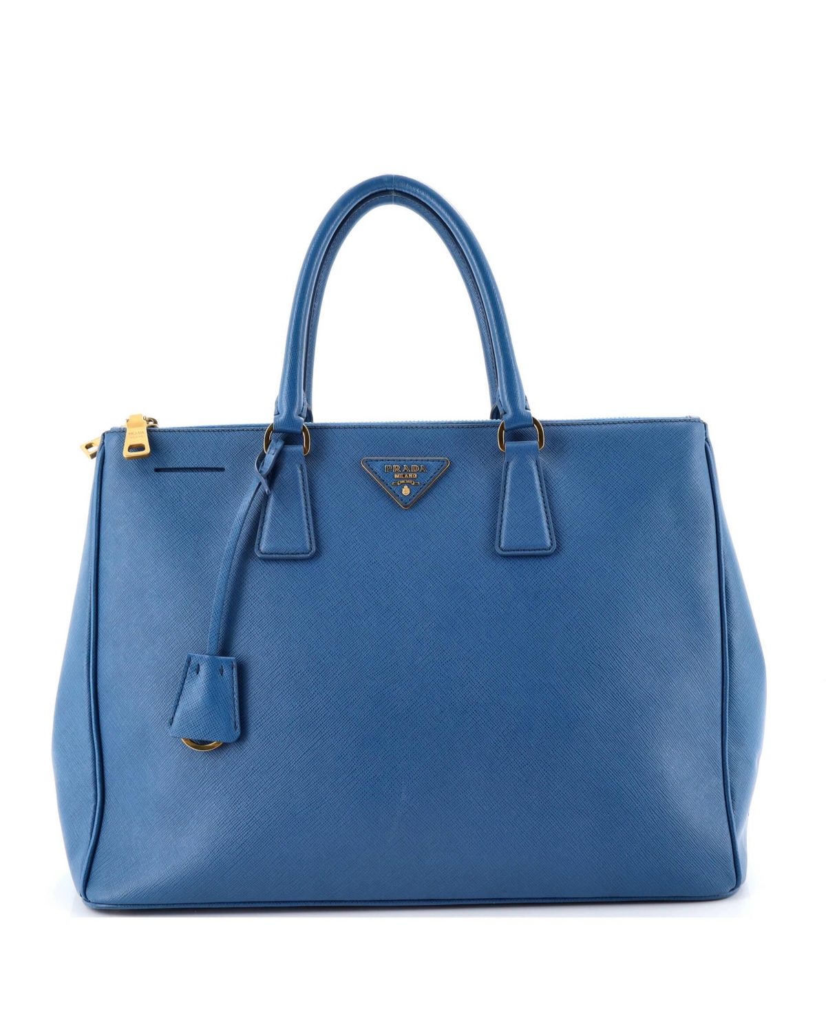 Pre-Owned Prada Large Double Zip Lux Tote Saffiano Leather - Blue