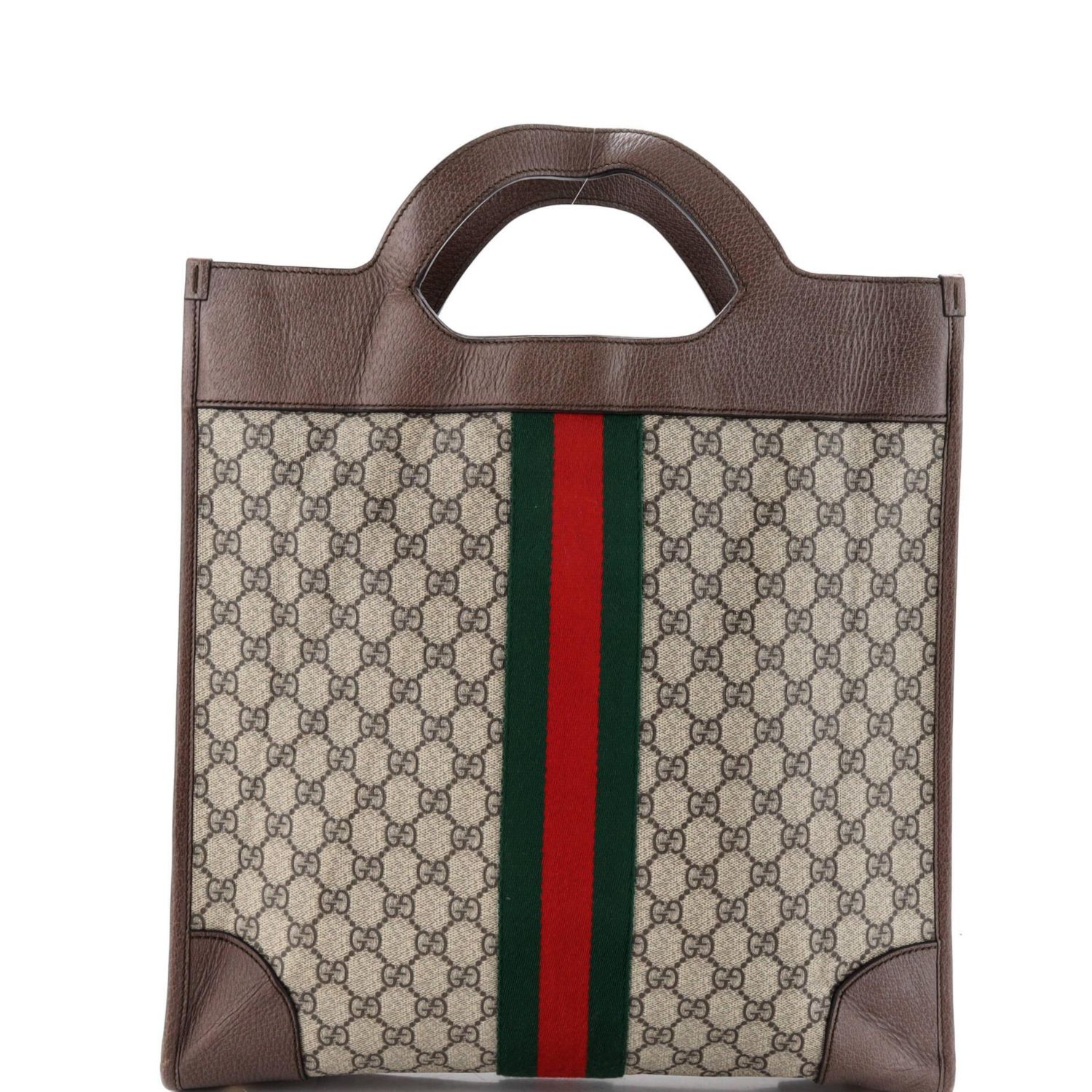 Large Ophidia Cut Out Handle Bag GG Coated Canvas with Leather