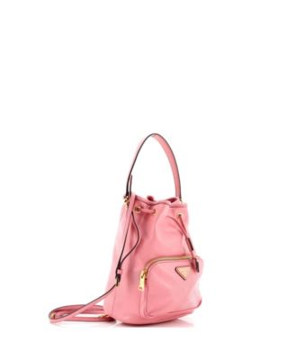 Small Drawstring Pocket Bucket Bag Soft Calf