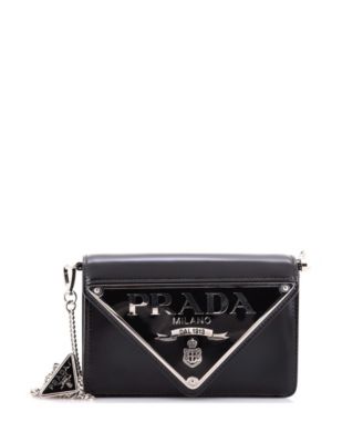 Small Maxi Triangle Logo Chain Flap Bag Brushed Leather
