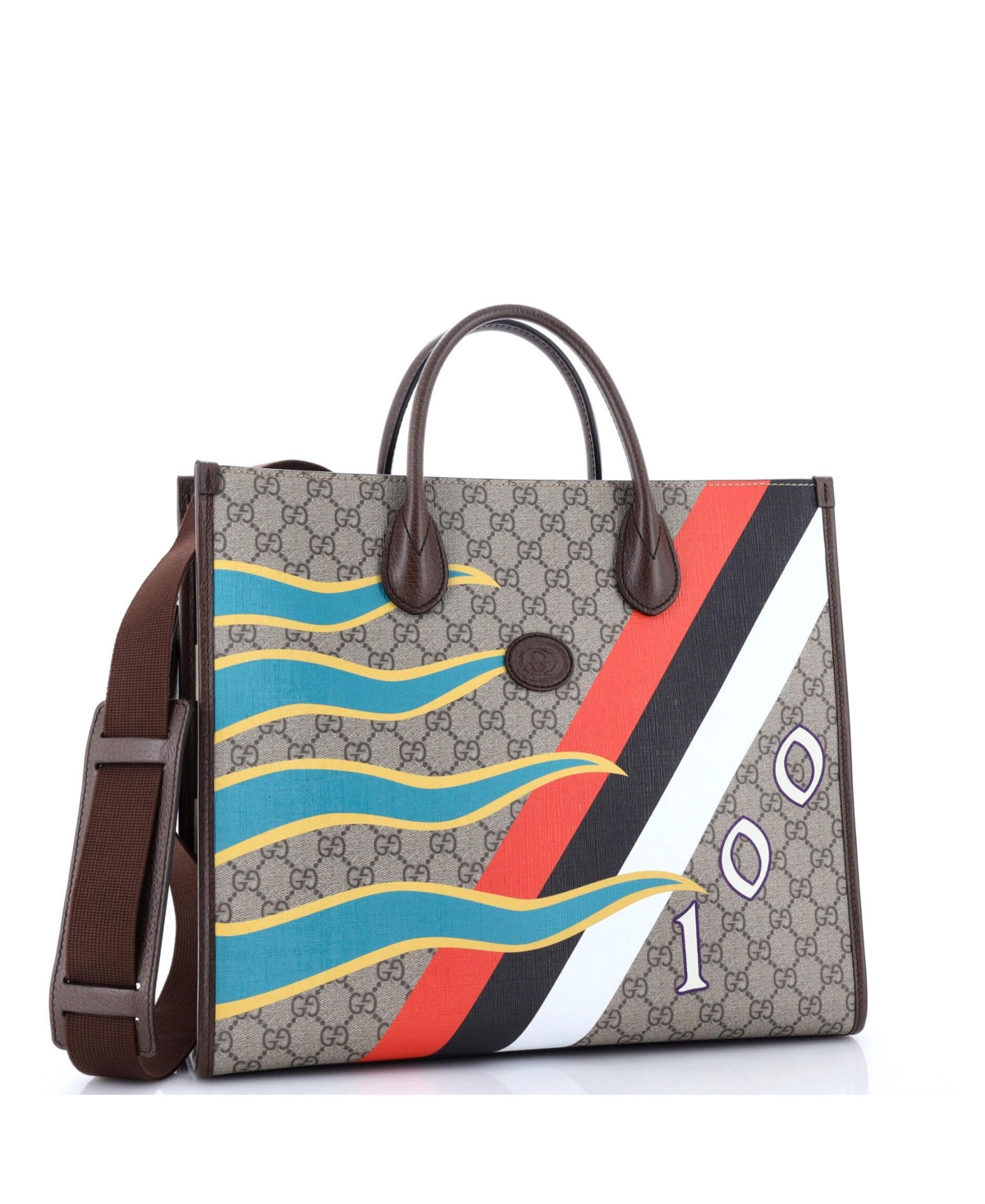 Pre-Owned Gucci Medium Interlocking G Patch Convertible Tote Printed Gg Coated Canvas