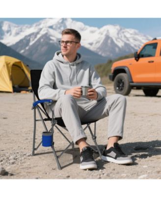 Portable Folding Oxford Cloth Camping Chair with Cup Holder and Side Pocket