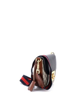 Medium Padlock Saddle Shoulder Bag GG Coated Canvas and Leather