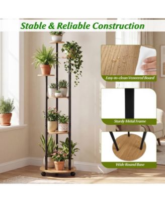 Six Tier Plant Stand with RGB Light and Wheels for Indoor Use