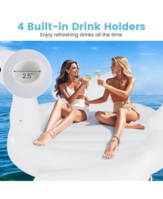 Giant Inflatable Swan Floating Island 4-Person Pool Float with 4 Cup Holders