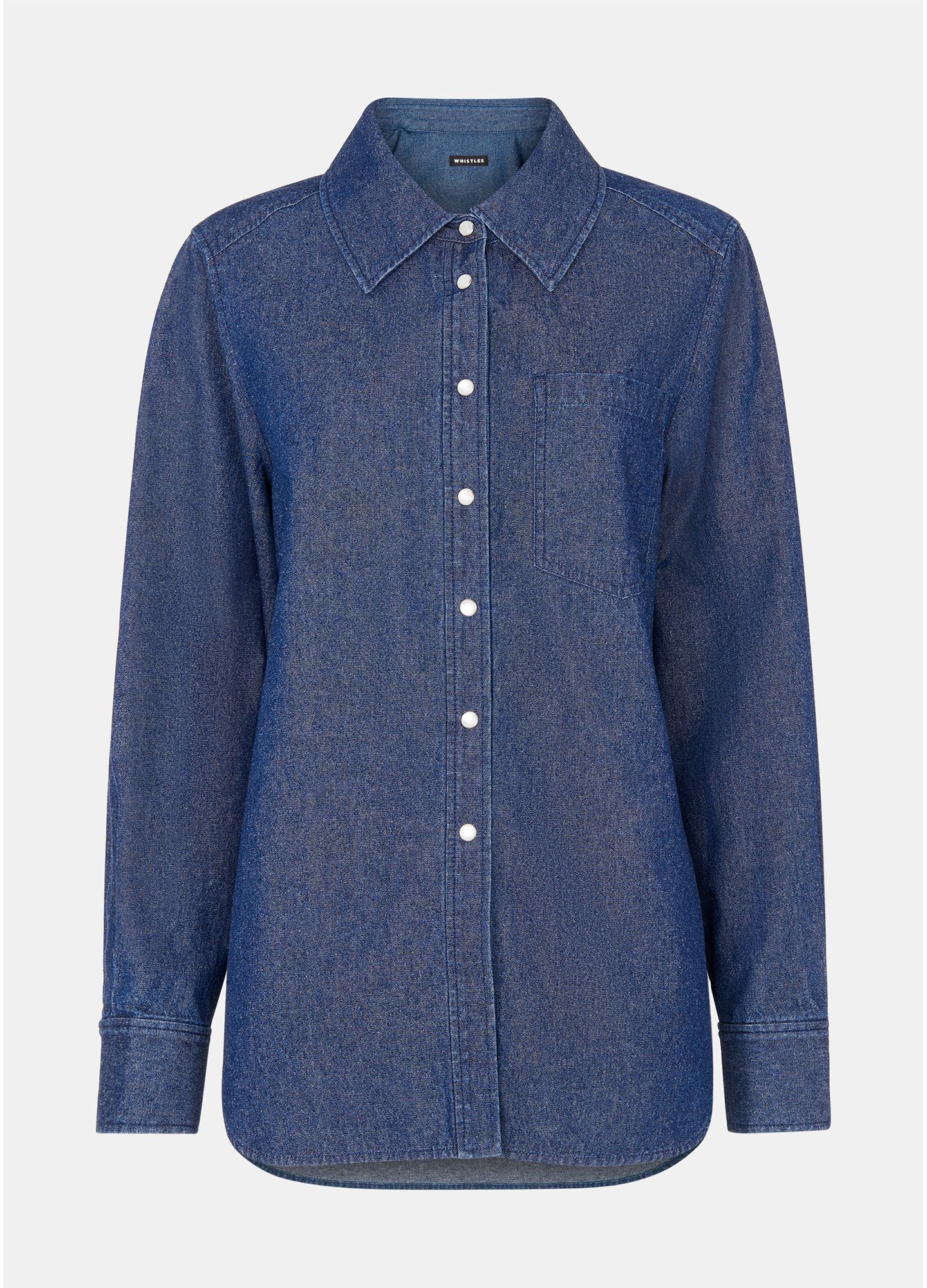 Женская рубашка Whistles Pocket Detail Cotton, цвет: Тёмный синий — фото 6