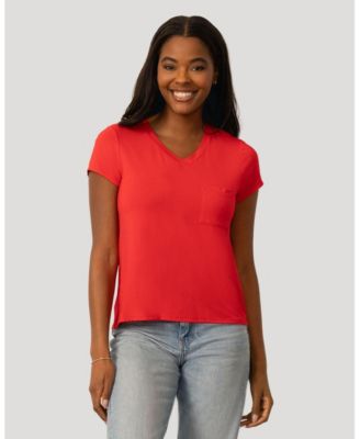 Women's V neck Patch Pocket Tee