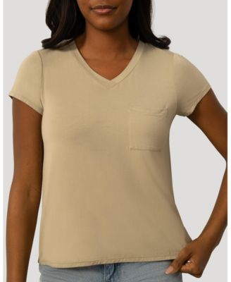 Women's V neck Patch Pocket Tee