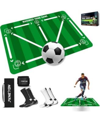 Soccer Training Mat with Adjustable Trainer, Non-Slip Equipment for Kids & Youth, Indoor/Outdoor Drills