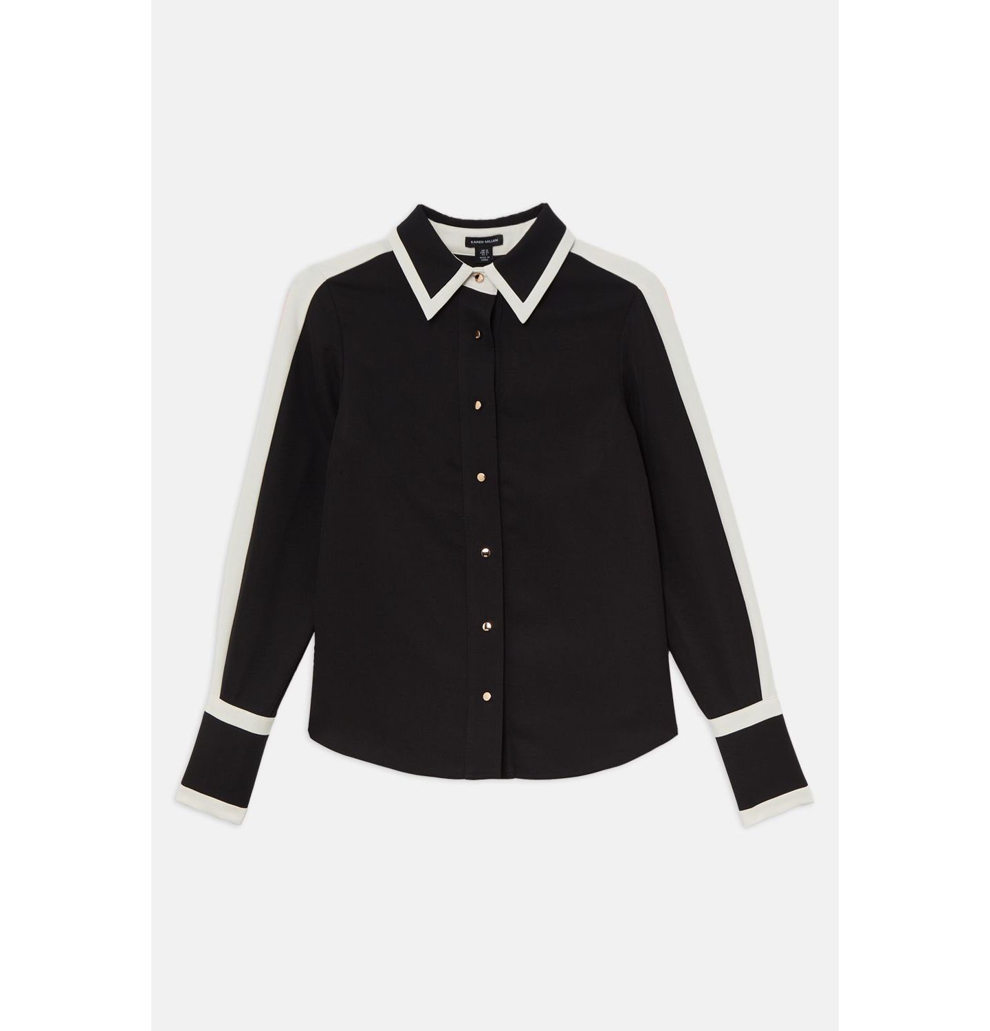 Женская рубашка Karen Millen Colour Block Twill Woven, цвет: Чёрный — фото 5