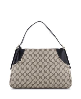 Large Emblem Shoulder Bag GG Coated Canvas with Leather