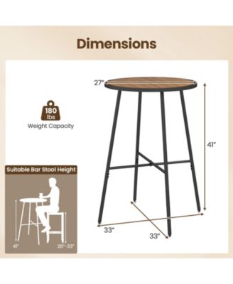 41 in Outdoor Bar Height Round Patio Table with Wood Top