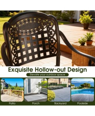 Set of Two Outdoor Counter Height Cast Aluminum Bar Chairs