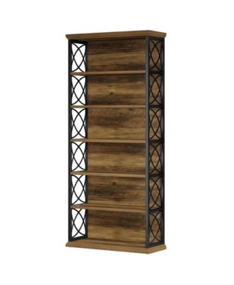 73'' Tall Bookshelf, 6-Tier Industrial Etagere Bookcase with Open Storage Shelves, Wood and Metal Display Shelf