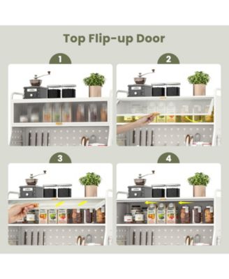 Five Tier Metal Bakers Rack with Flip Door and Pegboard