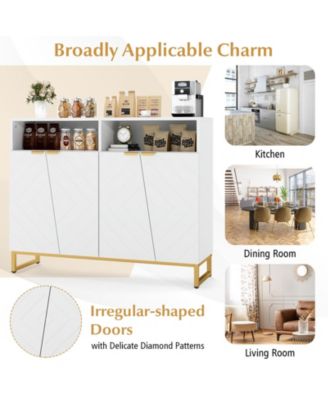 Modern Sideboard Cabinet with Four Doors and Storage Shelves