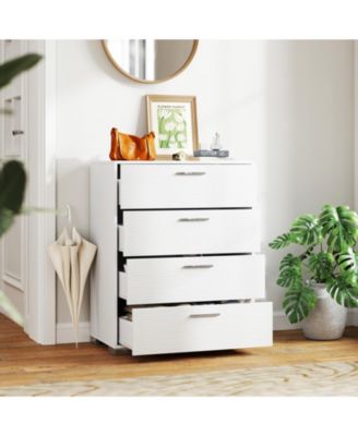 Four Drawer Storage Cabinet with Metal Legs and Safety Design
