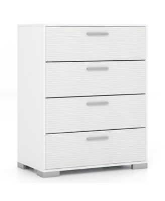 Four Drawer Storage Cabinet with Metal Legs and Safety Design