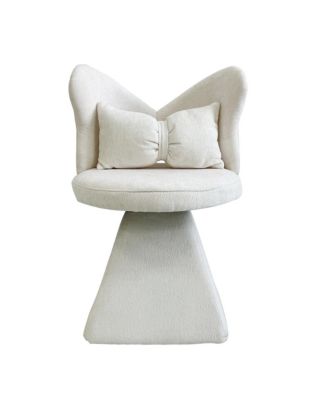 Accent Chair with Butterfly Back, 360° Swivel Vanity Chair, Chenille Makeup Chairs with Sturdy Pyramid Base for Living Room