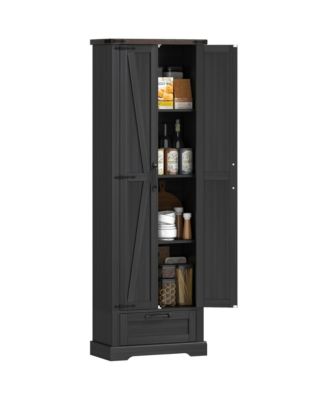 71" Kitchen Pantry, Farmhouse Storage Cabinet with Barn Doors