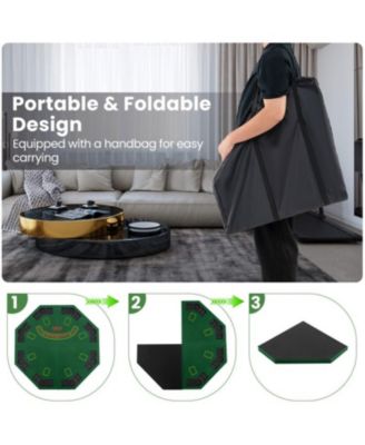 48 Inch 8-Player Foldable Poker Table Top with Carrying Bag and Cup Holders