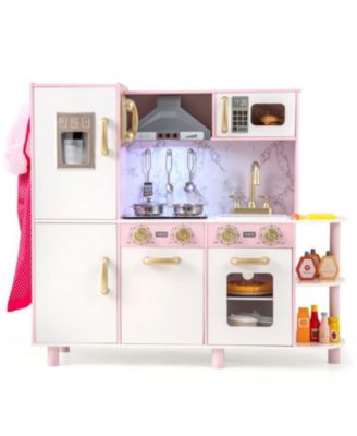 Wooden Kitchen Playset with Ice Maker and Sounds for Ages 3+