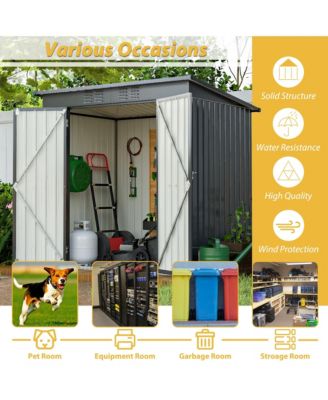 6' x 4' Outdoor Metal Storage Shed with Hinged Door, Lock and Ventilation