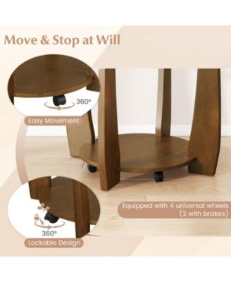 Two Tier Round Glass Coffee Table with Storage Shelf