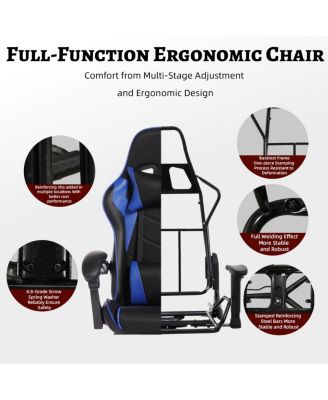 Ergonomic Gaming Chair with Footrest & Lumbar Support
