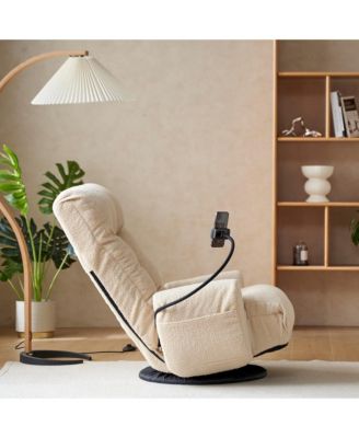 360° Swivel Floor Lounger Chair, 5 Position Adjustable Lounge Sofa Chair with Head & Back Support and Phone Holder for Living Room