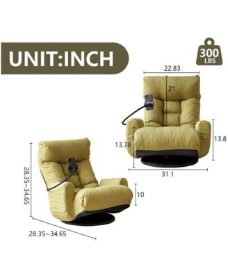 360° Swivel Floor Lounger Chair, 5 Position Adjustable Lounge Sofa Chair with Head & Back Support and Phone Holder for Living Room