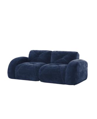 Streamdale Blue 2-Seater Tufted Velvet Sofa with Anti-Slip Design