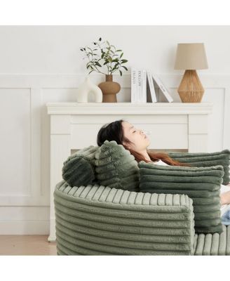 Streamdale 55"L Corduroy Foam Single Swivel Chair, Fluffy Modern Sleeper, 360 Degree Swivel