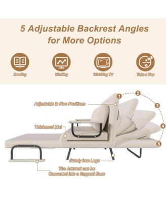 Convertible Sofa Bed, Corduroy Loveseat Sofa, Folding Couch with 5-Position Adjustable Backrest and Pillow for Living Room, Bedroom