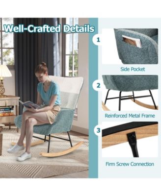 Nursery Rocking Chair with Ergonomic Armrests and High Back