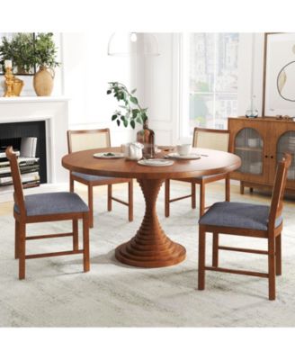 Rattan Dining Chairs Set of Two with Padded Seats