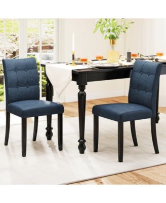Tufted Armless Dining Chairs Set of Two with Wood Legs