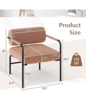 Velvet Upholstered Accent Chair with Metal Armrests