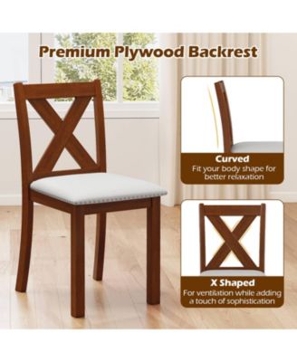 Wooden Dining Chairs Set of Two with Curved Backrest