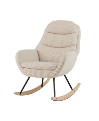 Upholstered Nursery Rocking Chair with Padded Seat and Back