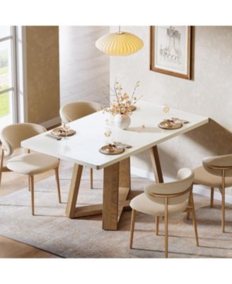 47-Inch Dining Table for 4 People, Modern Kitchen Table with Wooden Legs