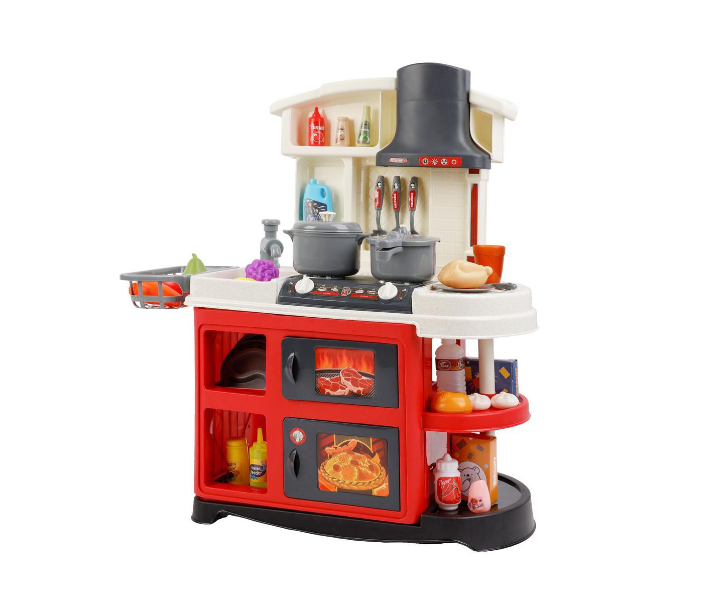 Детский игровой набор Bruce & Shark 52-Piece Kitchen Playset with Realistic Water Spray and Light-Up Sound Stove, цвет: Красный — фото 1